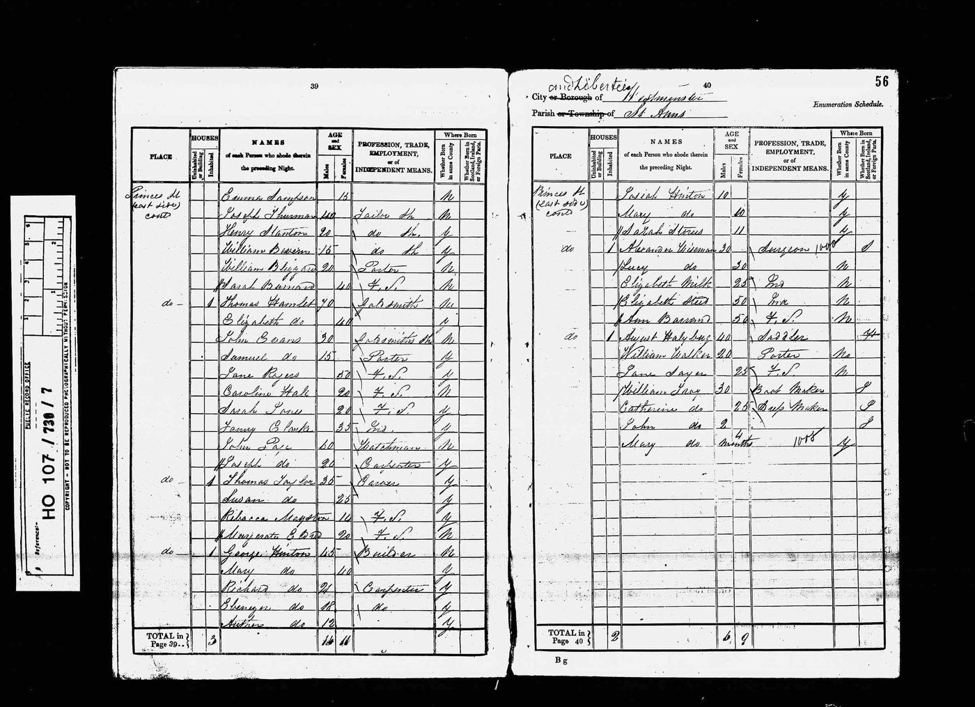 1841 Census for Ann Barrand living with her sister Elizabeth Stead