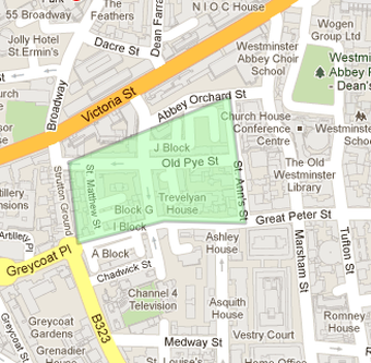 Modern map showing Old Pye Street