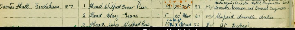1939 census Wilfred Oscar Rees Head