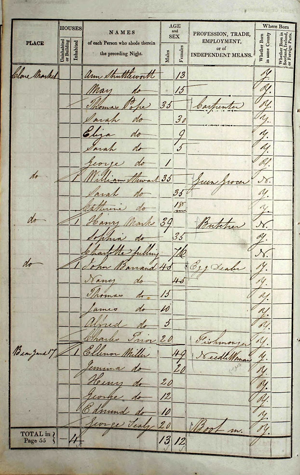 1841 Census John Barrand at Clare Market