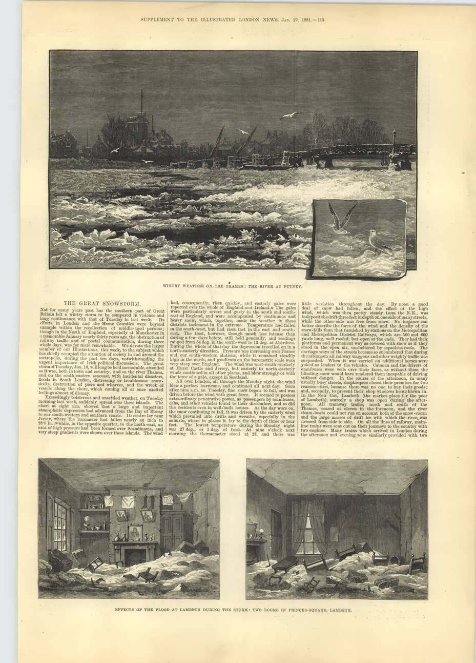 Effects of the flood at Lambeth during the storm: two rooms in Princes Square, Lambeth