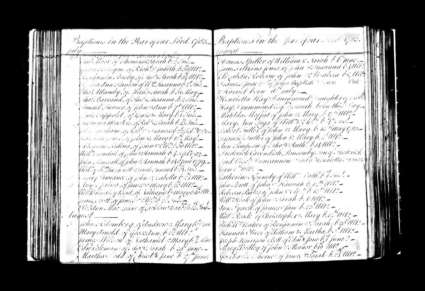 Baptism record of Thomas Barrand