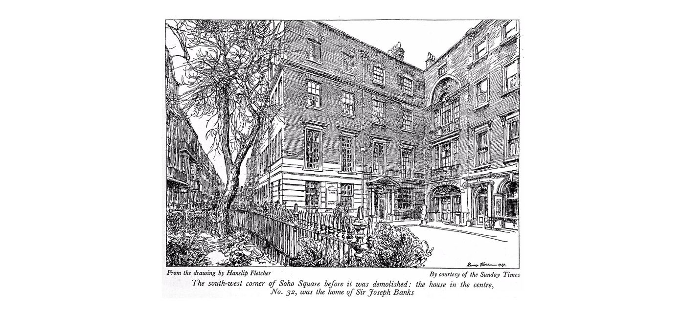 Soho Square early 1700s. South West corner of Soho Square