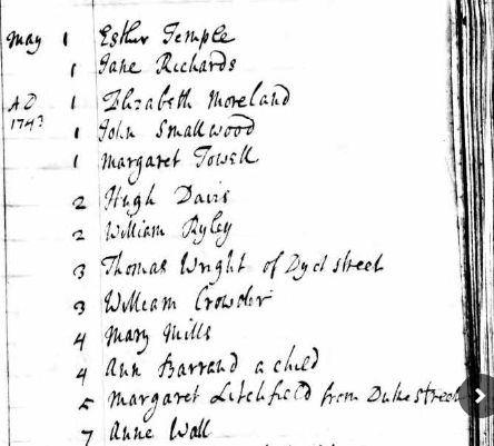 Burial of Ann Barrand 4th May, 1743 St George, Bloomsbury