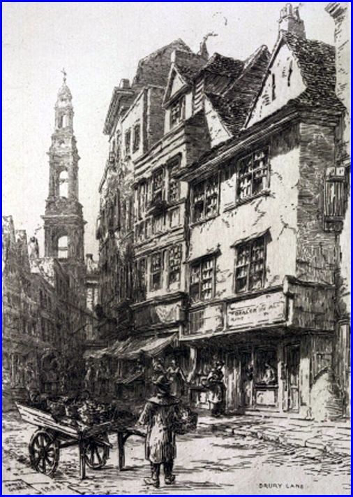 Houses on Drury Lane c1850