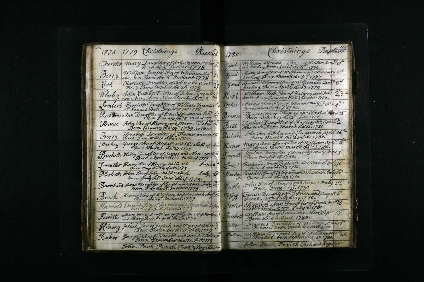 Baptism record of Frances Potter – father William Potter – mother Frances