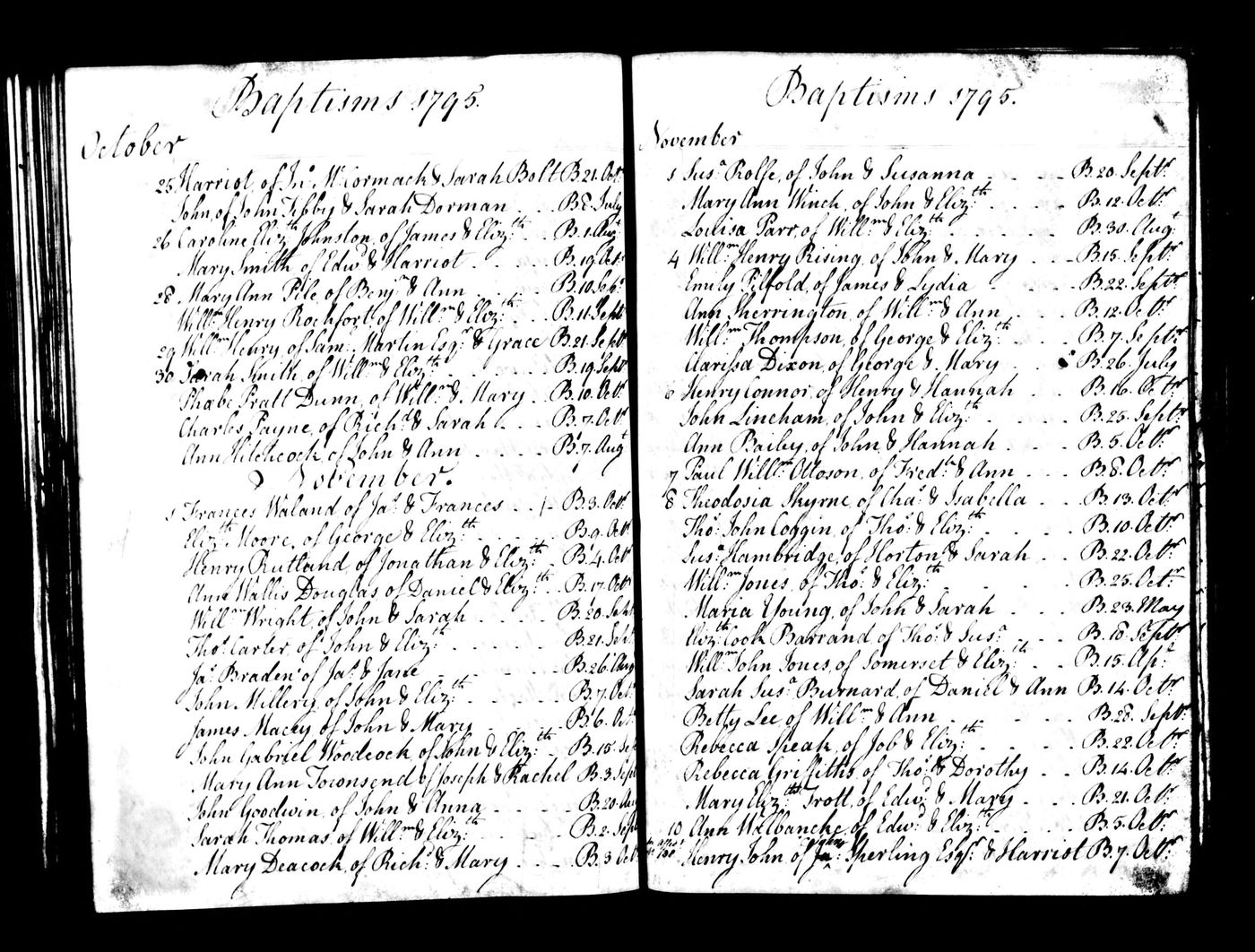 Baptism record of Eliza Cook Barrand