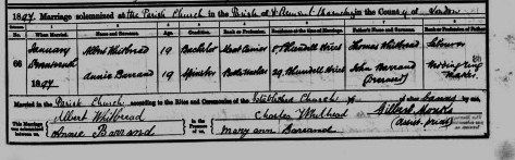 Marriage Certificate of Hannah Eliza Barrand and Albert Whitbread
