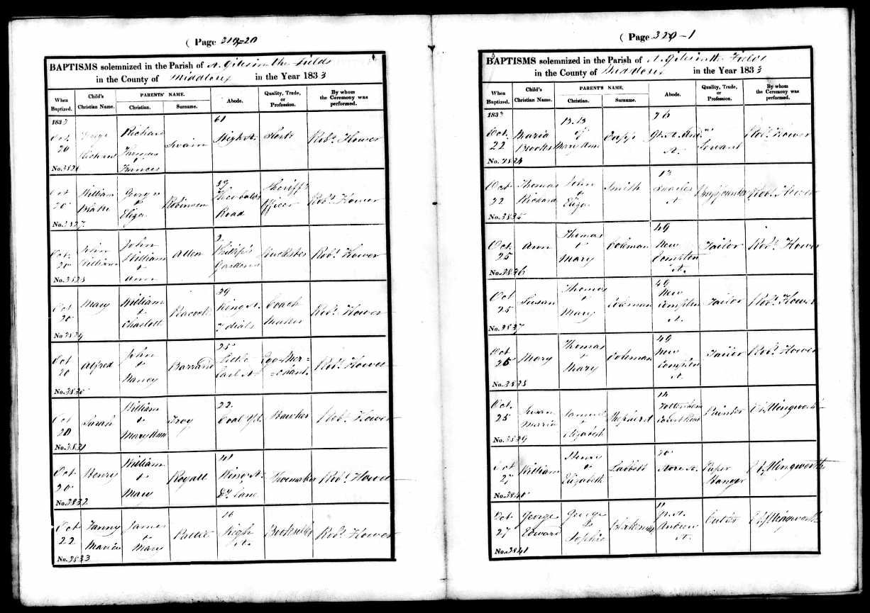 Baptism record of Alfred Barrand