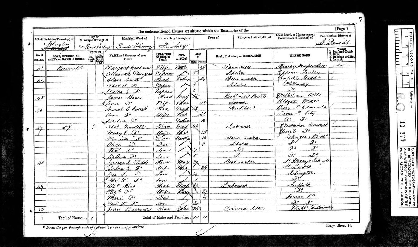 Marriage Certificate John Thomas Barrand and Mary Ann Alford
