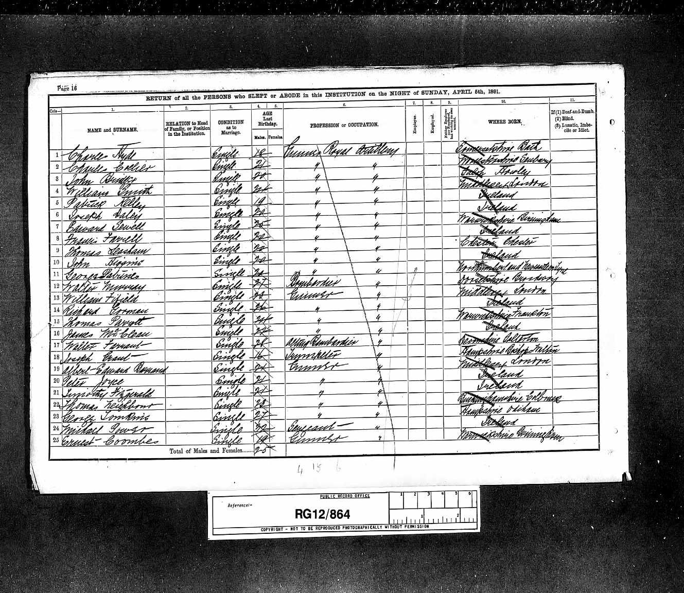 1891 Census, aged 19 - showing as age 21
