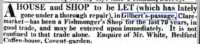 Morning advertiser 17th April, 1824 – John Barrand’s cheesemongers’ shop