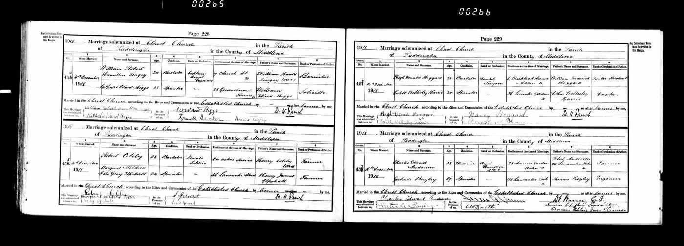 Marriage of Estelle Harris to Hugh Hoggard