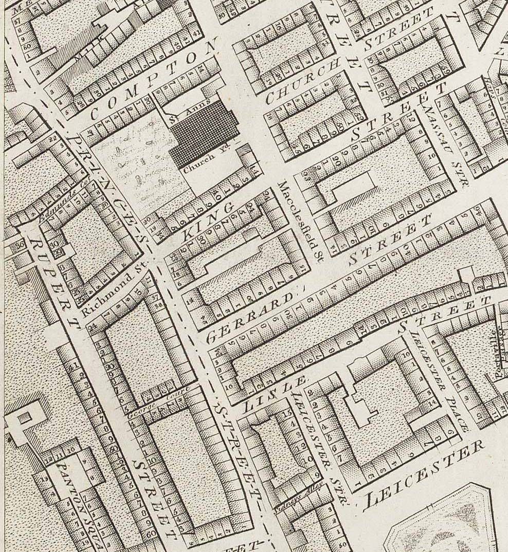 33, Princes Street, Soho where Elizabeth Barrand died