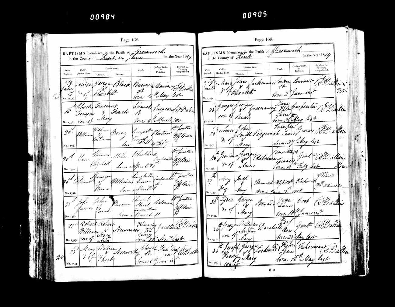 Baptism Record of Mary Barnard, parents Joseph Barnard + Mary.