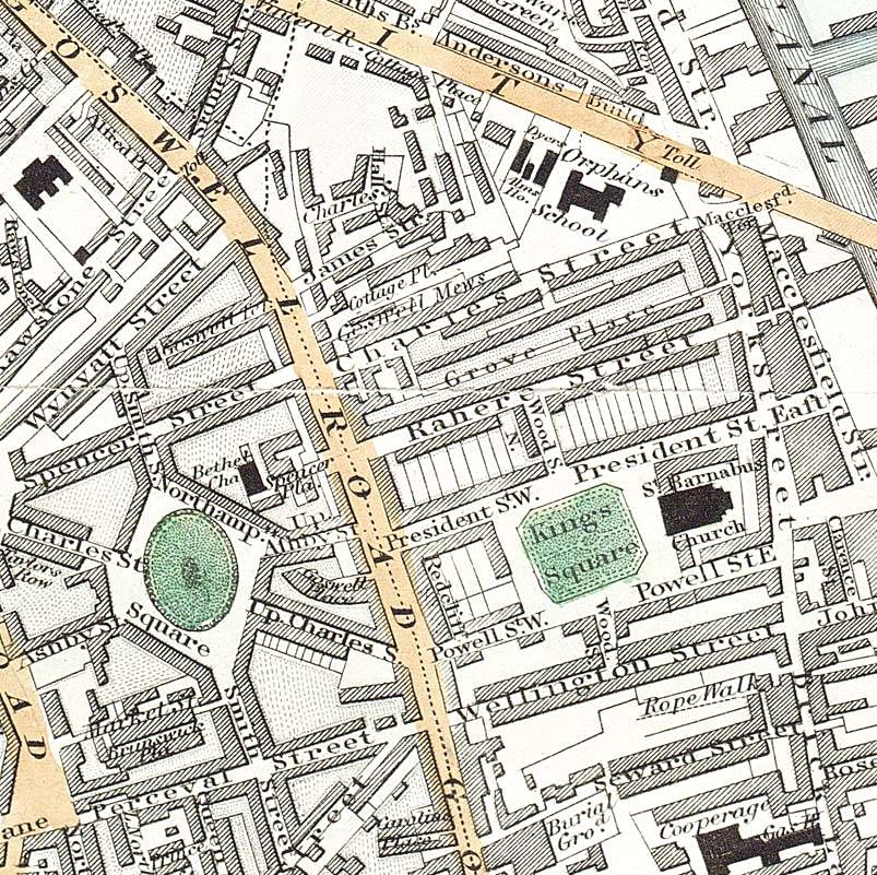 Goswell Terrace where James Barrand + Emma Lash lived with Emma's parents 1853