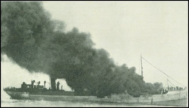 Photographs of the burning ship
