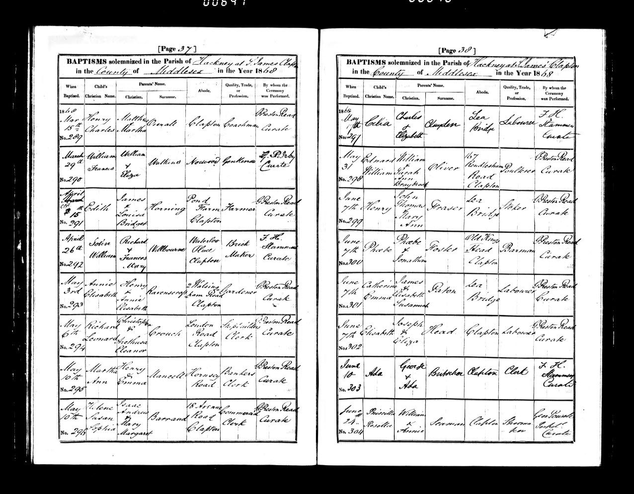 Baptism record of Héléne Susan Barrand
