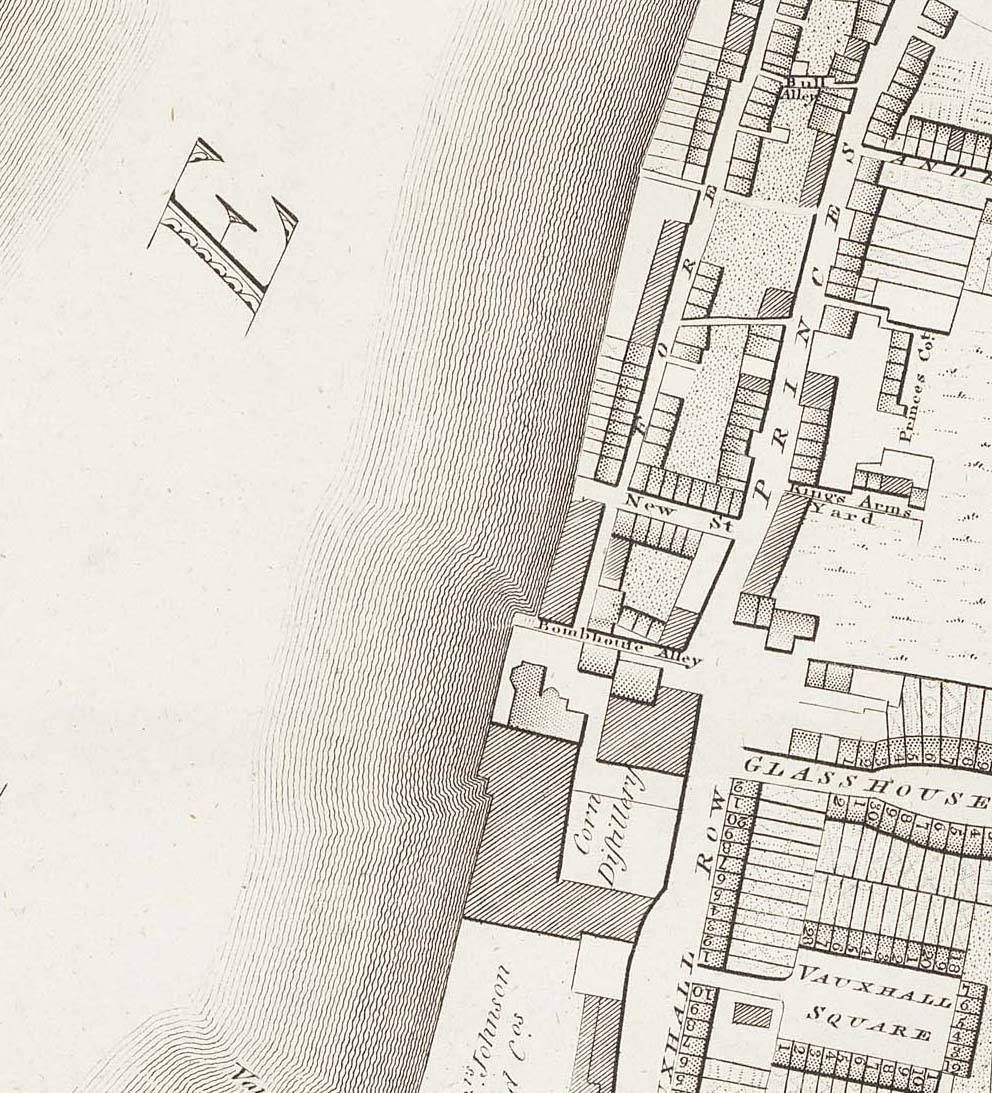 Fore Street, and Princess Square where Mary Pether/Barraud (Turpin) died in 1821.