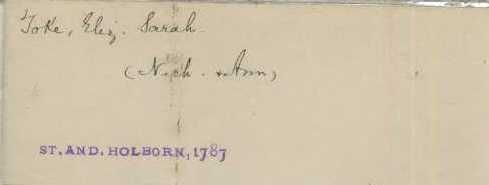 Pallots record of baptism of Elizabeth Sarah Toke