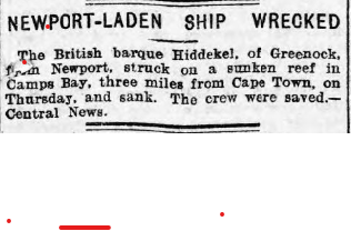 Welsh Evening Press 20th December, 1902