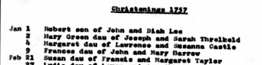 Frances daughter of John and Mary Barrow (sic), bapt 9 January 1757 in Old Church, St. Pancras.