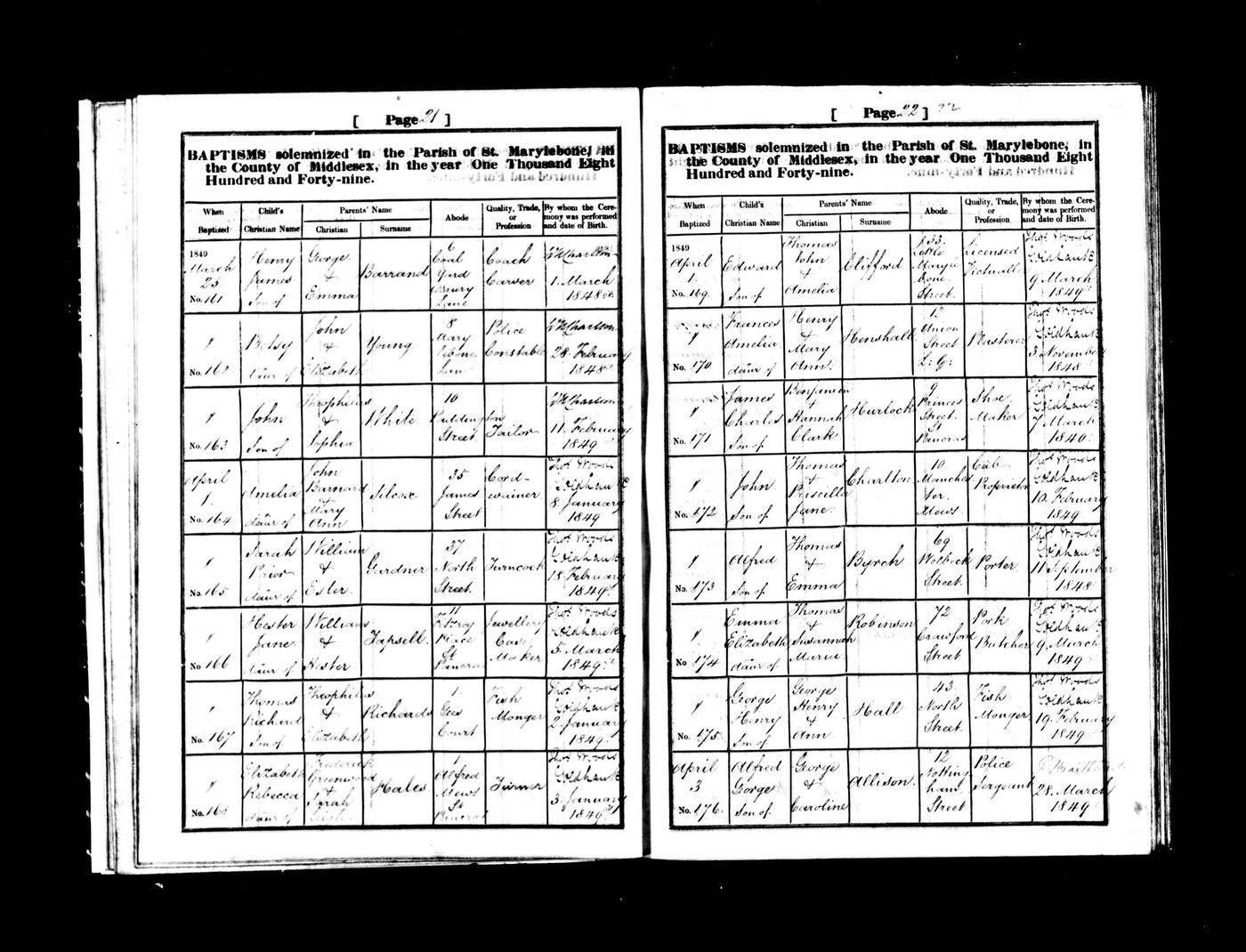 Baptism record of Henry James Barrand