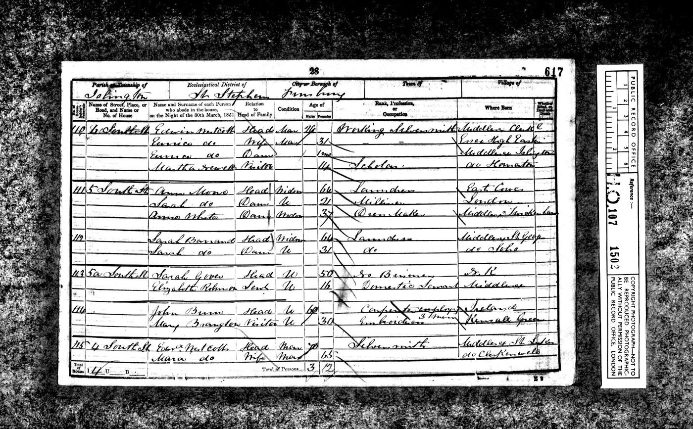 1851 Census – Sarah Took (widow)