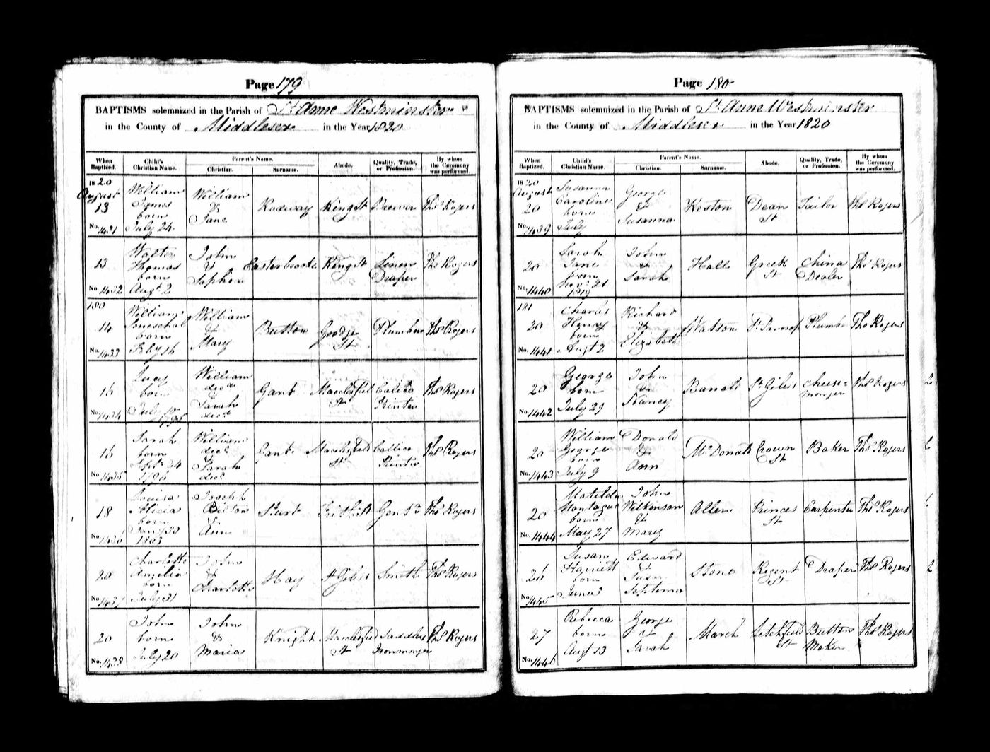 Baptism record of George Barrand