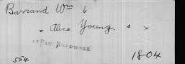 Pallots Register of the marriage of William Barrand and Alice Young