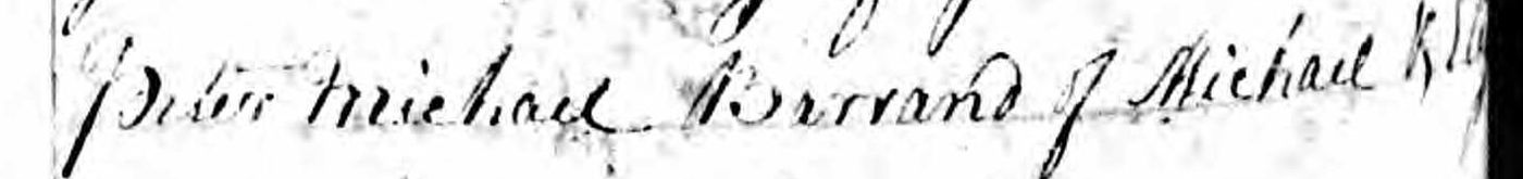 Baptism record of Peter Michael Barrand 22nd March, 1767
