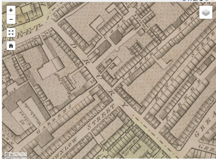Horwood’s map of 1792 showing Charles Street off Drury Lane and below Coal Yard.