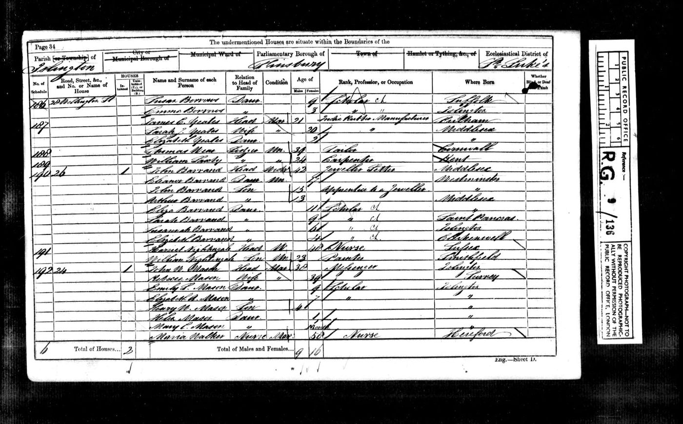 1861 Census, John Barrand aged 15