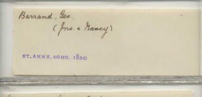 Pallots record of the birth of George Barrand
