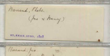 Pallots record of Phoebe Barrand’s birth