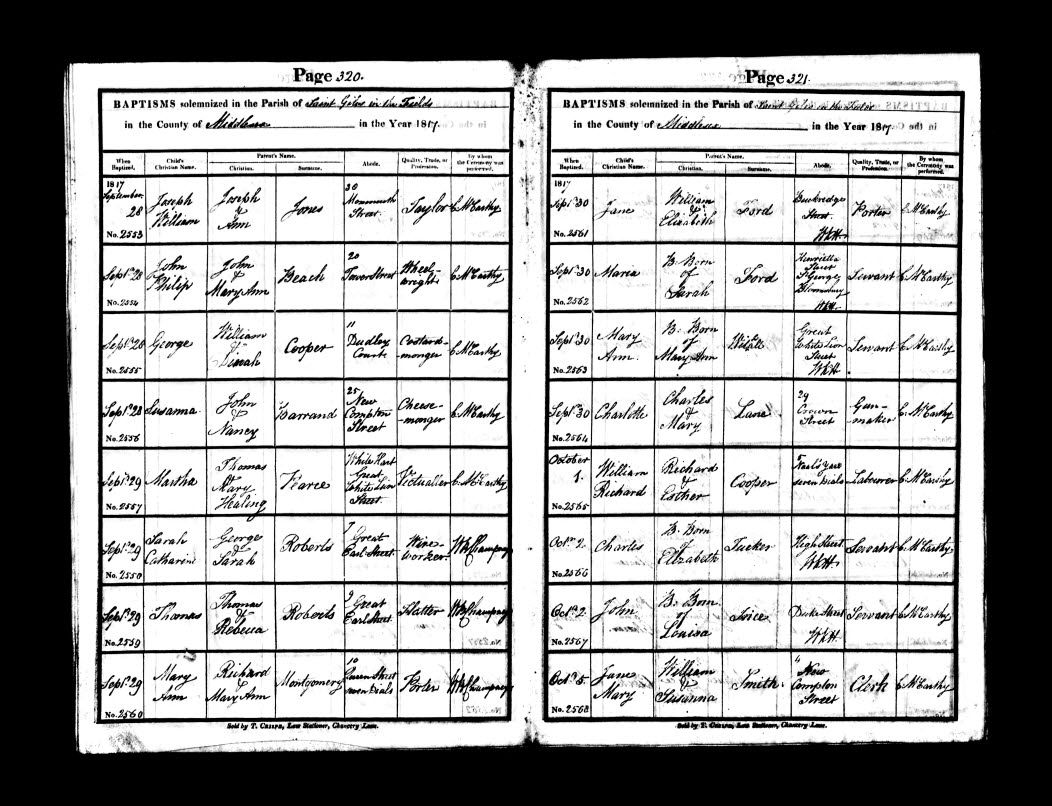 Baptism record for Susanna Barrand