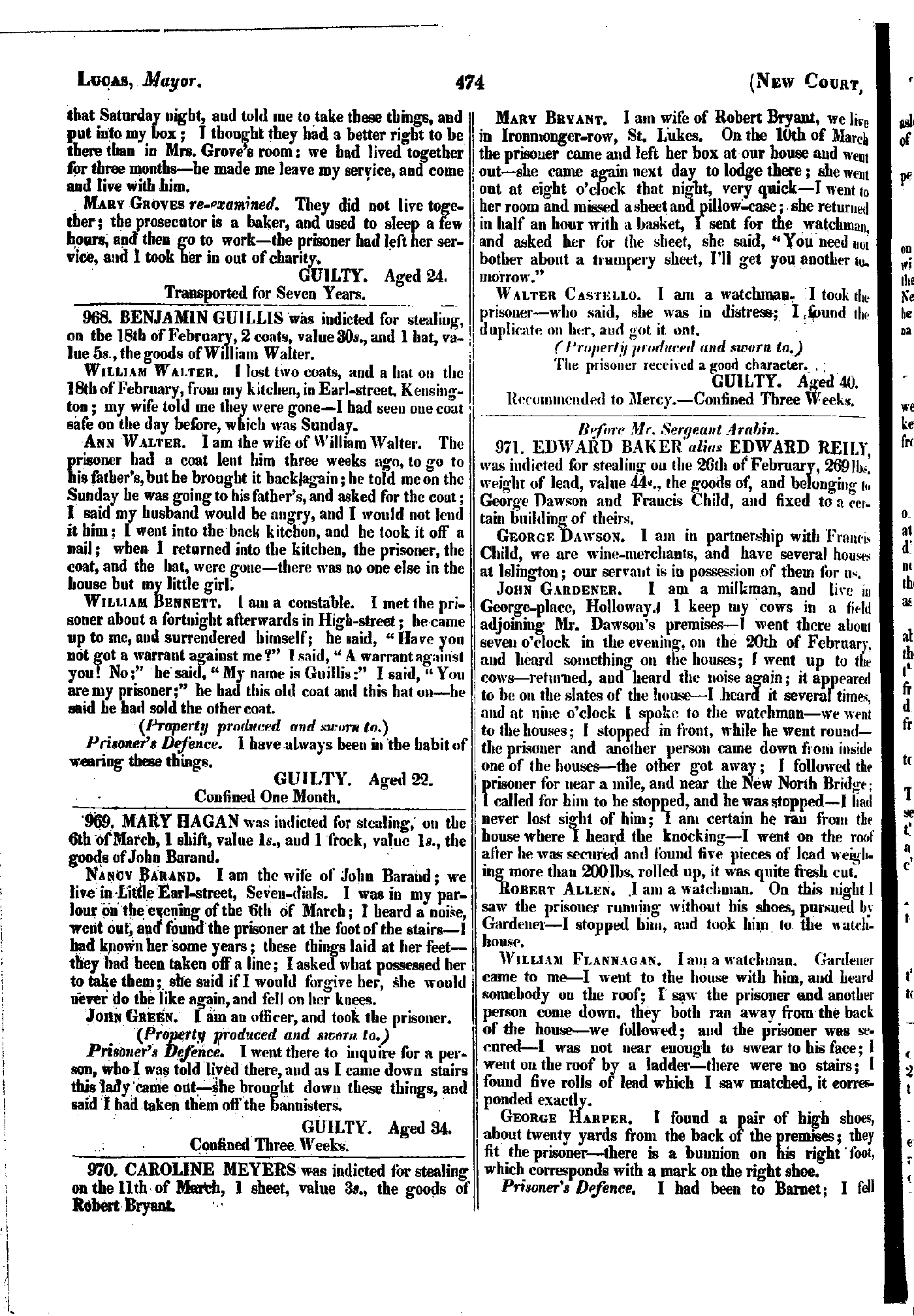 Original Court Papers – Old Bailey 10th April, 1828