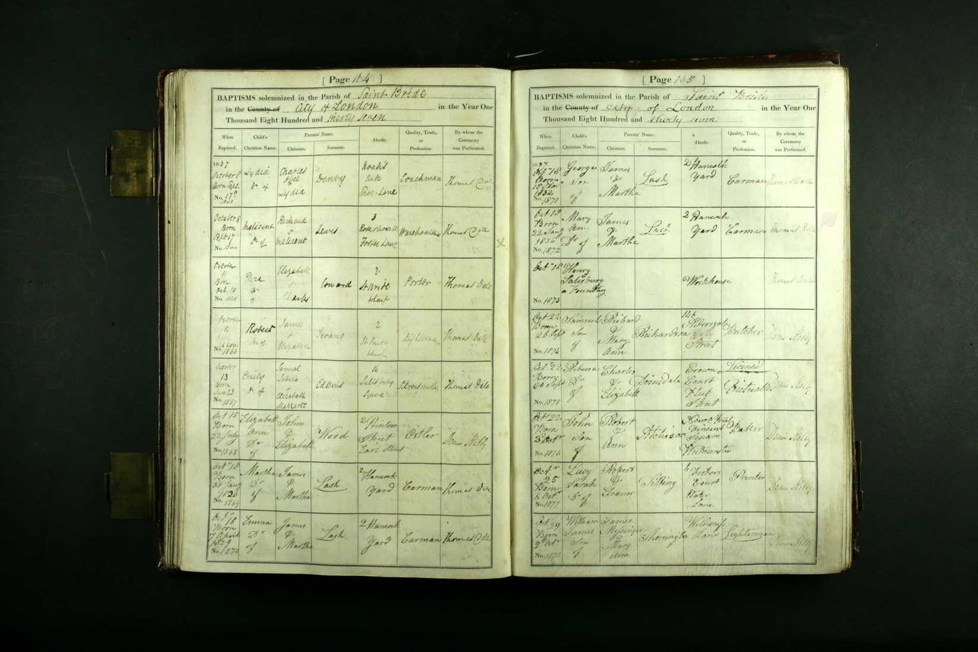 Baptism record of Emma Lash