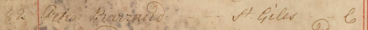 Death record of Peter Barraud 22nd November 1767