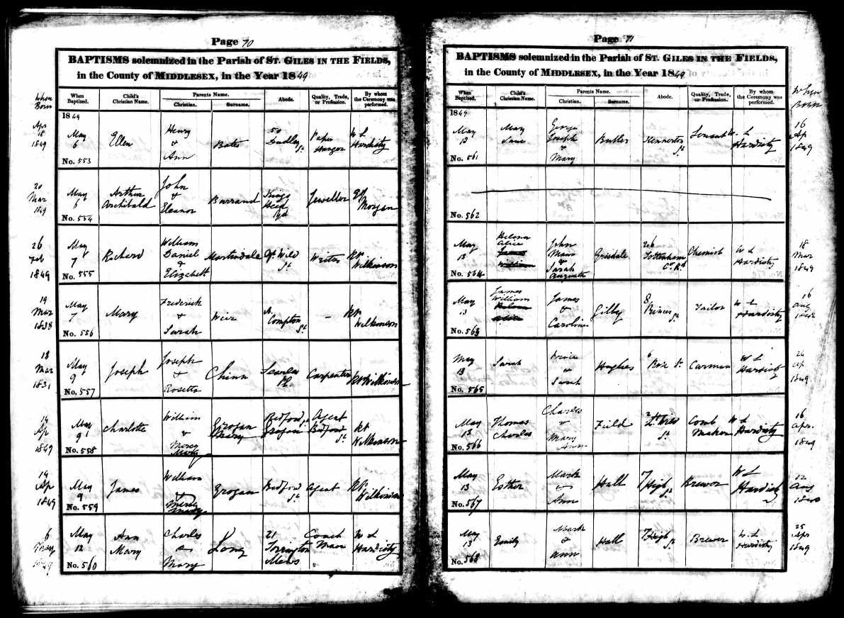 Baptism Record of Arthur Archibald Barrand