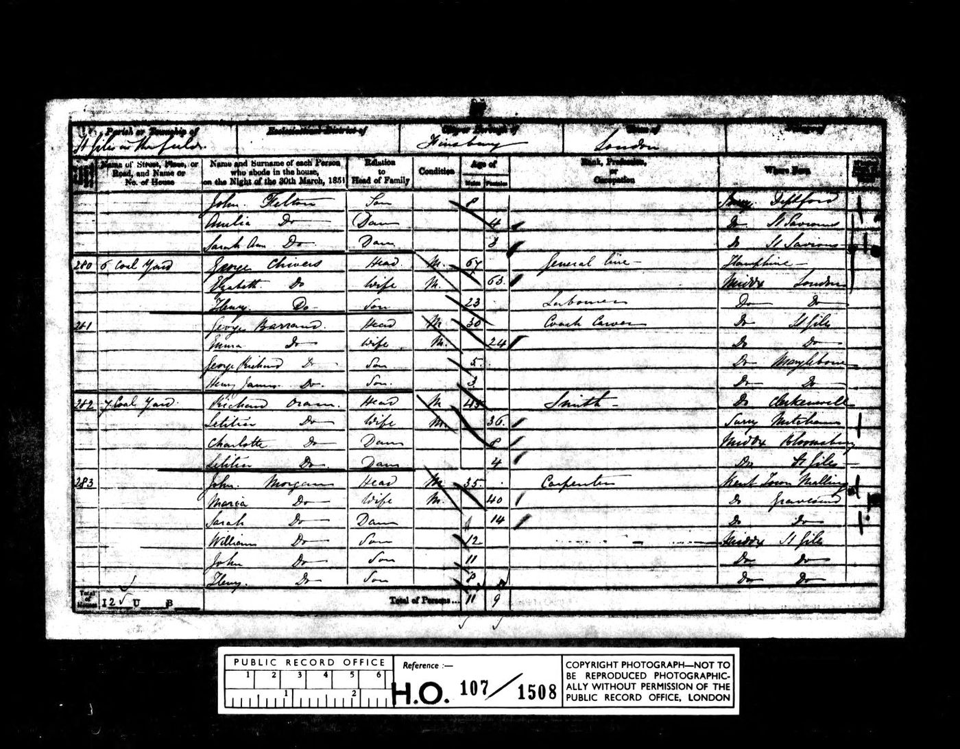 1851 Census, George Barrand + Emma Chivers