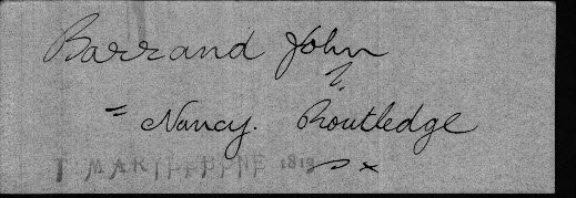 Pallots record of John’s marriage to Nancy Routeledge
