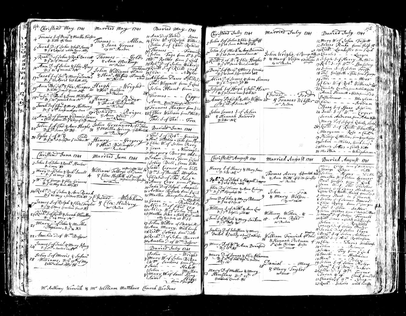Christening Record of John Barraud 1741