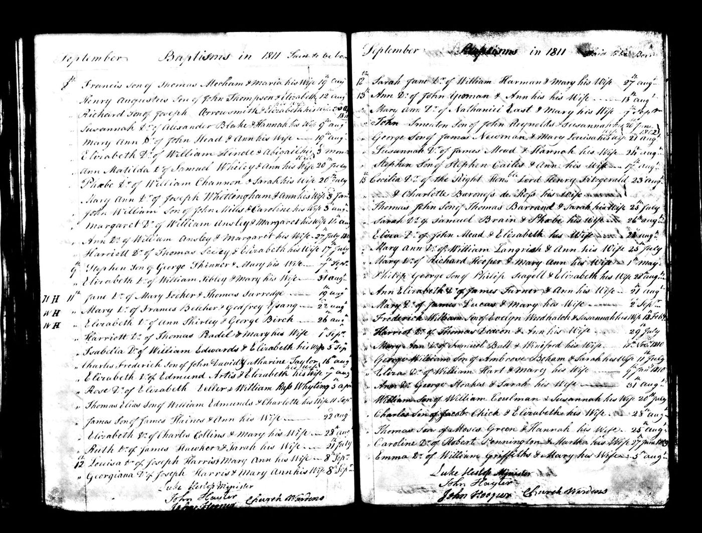 Baptism record of Thomas John Barrand
