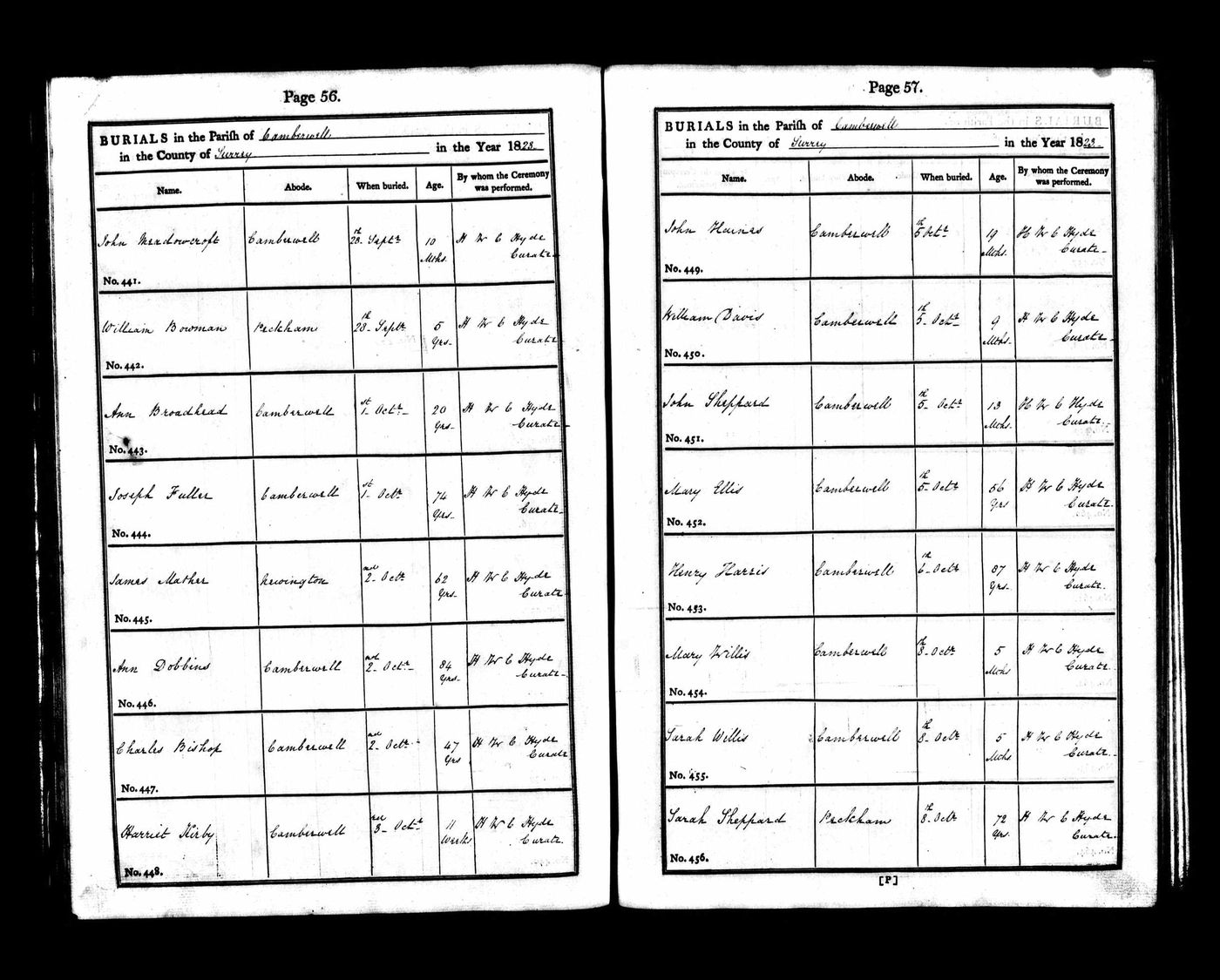 Burial record of James Mather