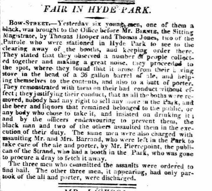 London Morning Post - Thu 11 Aug 1814 - London, England FAIR IN HYDE PARK