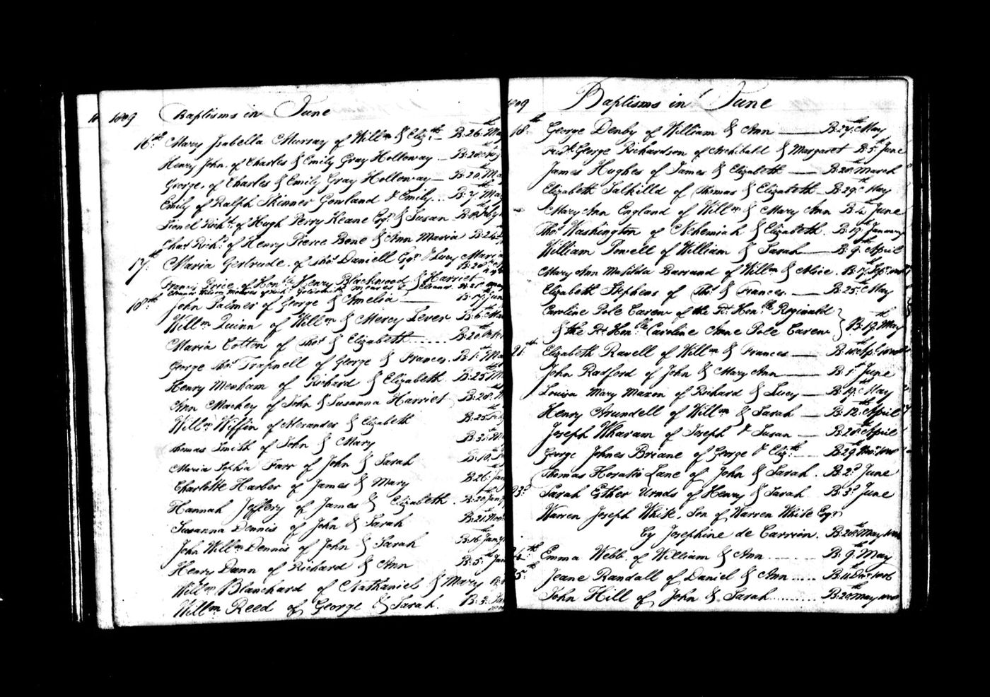 Copy of Parish register of the baptism of Mary Ann Matilda Barrand