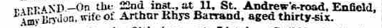 Morning Post - Wednesday 26 January 1898 - death of Amy Brydon Schofield