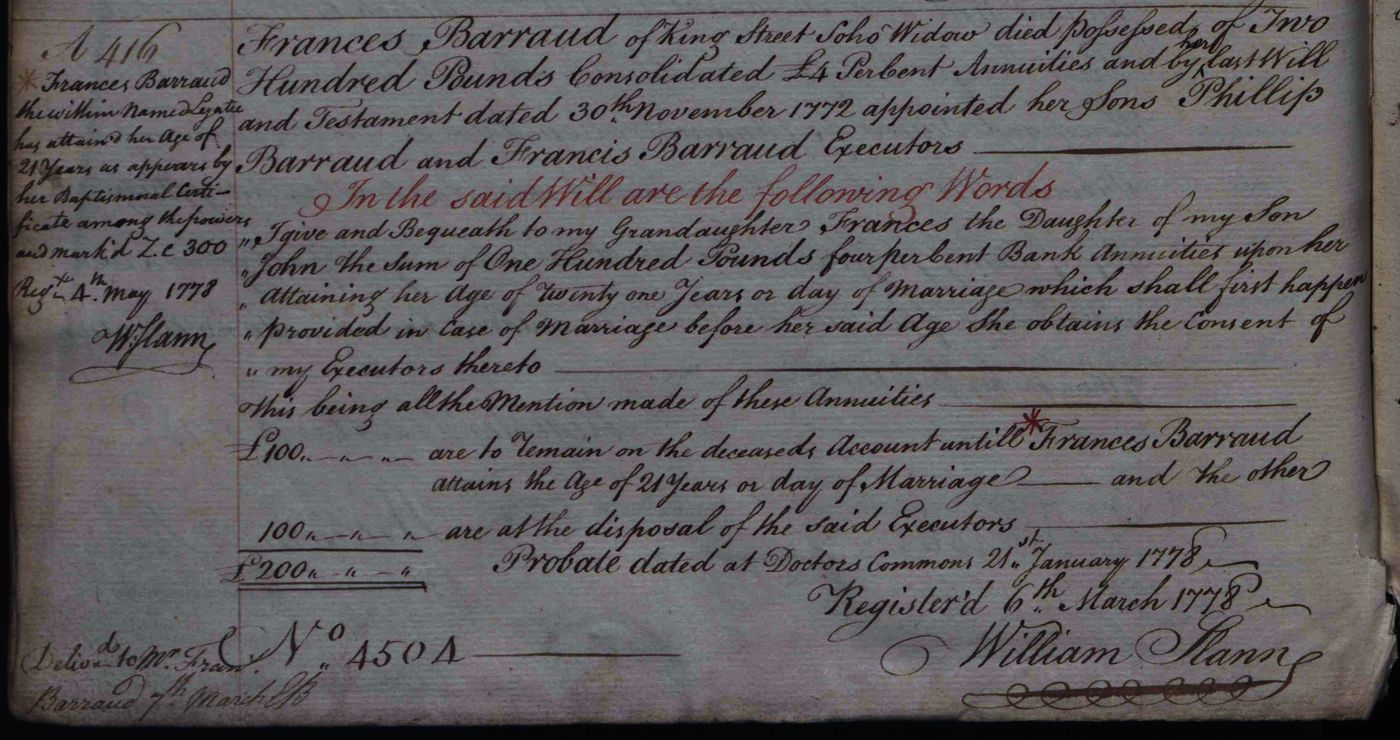 The Will of Frances Barraud