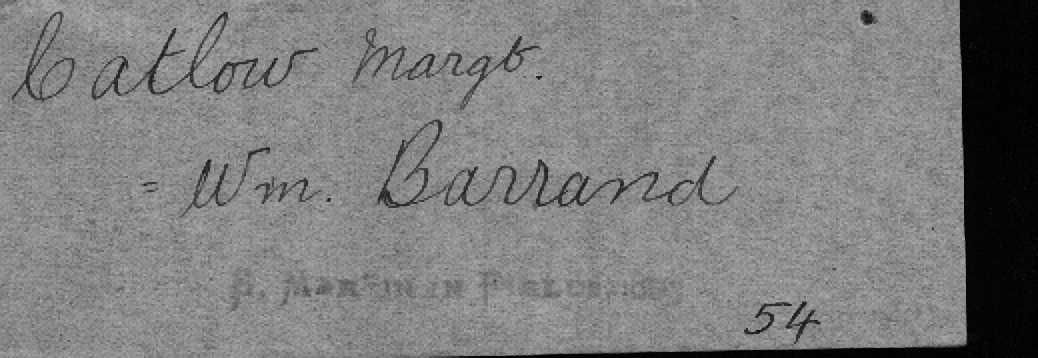 Pallots record of marriage William Barrand and Margaret Catlow (Callow)